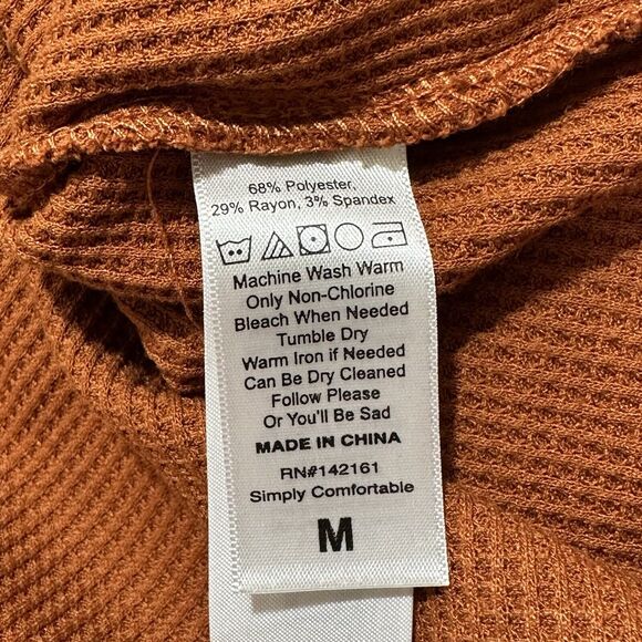 LuLaRoe Round Hem Women's Medium Burnt Orange Cowlneck Waffle Knit Sweater - Picture 4 of 13